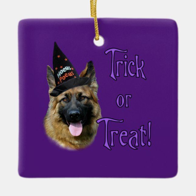 German Shepherd (sable) Trick Ceramic Ornament (Front)
