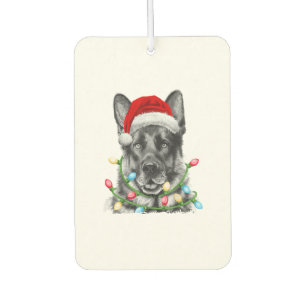 German Shepherd Santa Christmas Tree Lights Xmas B Air Freshener