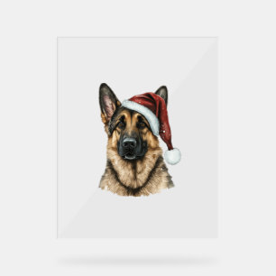 German Shepherd Santa Claus Dog Christmas Acrylic Sign