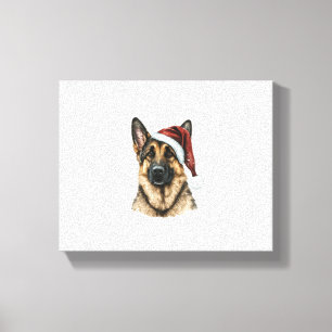 German Shepherd Santa Claus Dog Christmas  Canvas Print