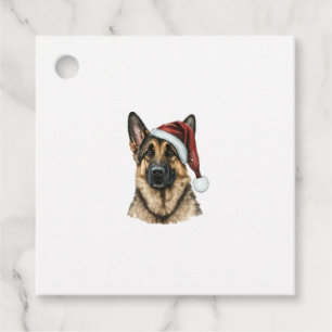 German Shepherd Santa Claus Dog Christmas  Favour Tags