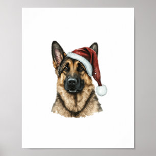 German Shepherd Santa Claus Dog Christmas  Poster