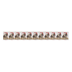 German Shepherd Santa Claus Grosgrain Ribbon