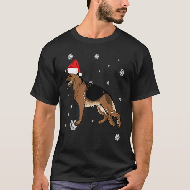 German Shepherd Santa Ha Christmas Dog T-Shirt (Front)