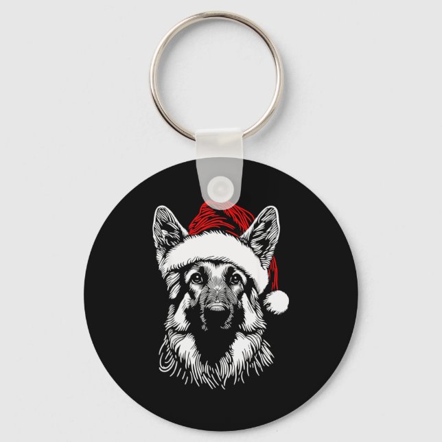 German Shepherd Santa Hat Christmas Xmas Pajama Wo Keychain (Front)