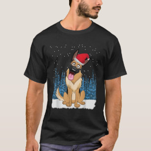 German Shepherd Santa Hat Funny 2021 Cute Christma T-Shirt