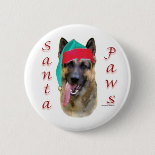 German Shepherd Santa Paws 2 Inch Round Button