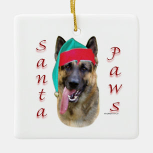 German Shepherd Santa Paws Ceramic Ornament