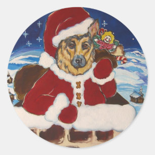 German Shepherd Santa  Stickers