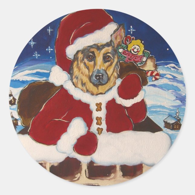 German Shepherd Santa  Stickers (Front)