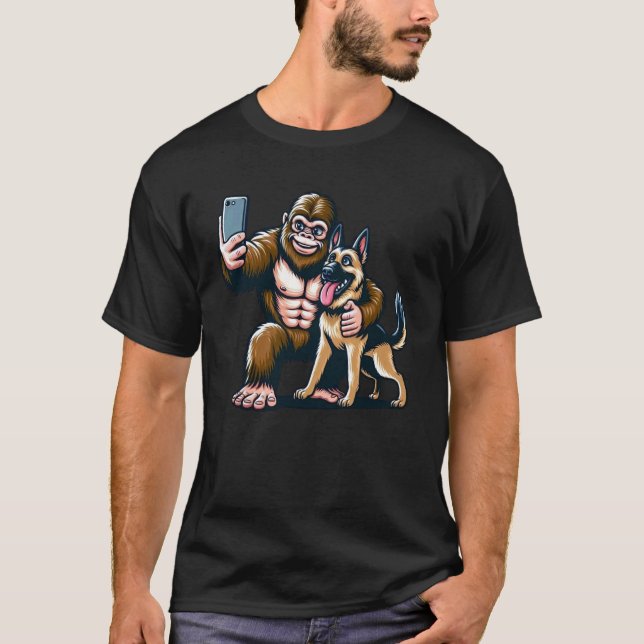 German Shepherd Selfie Cryptid Dog Lover T-Shirt (Front)