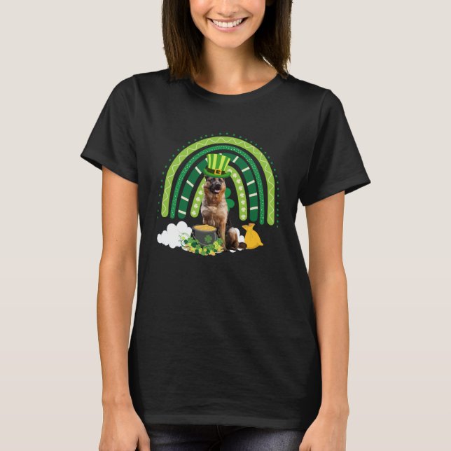 German Shepherd Shamrock St Patricks Day Rainbow G T-Shirt (Front)