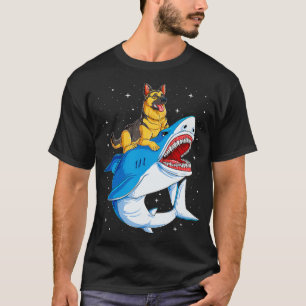 German Shepherd Shark T shirt Kids Men Space Galax