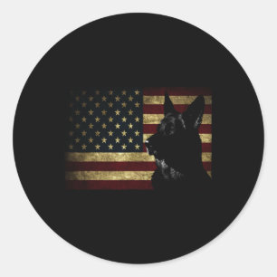 German Shepherd Shirt American Flag 4th July Gsd D Classic Round Sticker