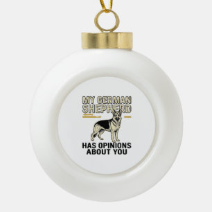 German Shepherd Shirt Funny Vintage Engraving Dog Ceramic Ball Christmas Ornament