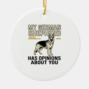 German Shepherd Shirt Funny Vintage Engraving Dog Ceramic Ornament