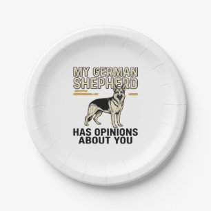 German Shepherd Shirt Funny Vintage Engraving Dog Paper Plate