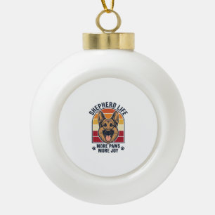 German Shepherd Shirt Retro Engraving Dog Lover Gr Ceramic Ball Christmas Ornament
