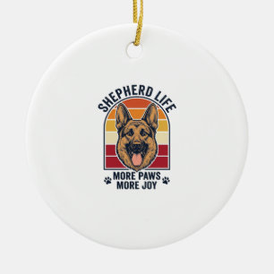 German Shepherd Shirt Retro Engraving Dog Lover Gr Ceramic Ornament