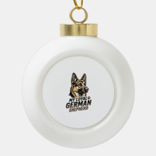German Shepherd Shirt Vintage Engraving Dog Lover Ceramic Ball Christmas Ornament