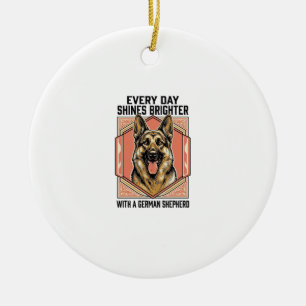 German Shepherd Shirt Vintage Engraving Dog Lover Ceramic Ornament