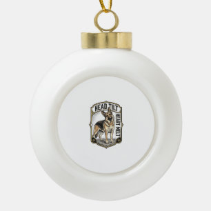 German Shepherd Shirt Vintage Engraving Head Tilt Ceramic Ball Christmas Ornament