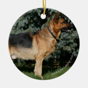 German Shepherd Show Stand Ceramic Ornament
