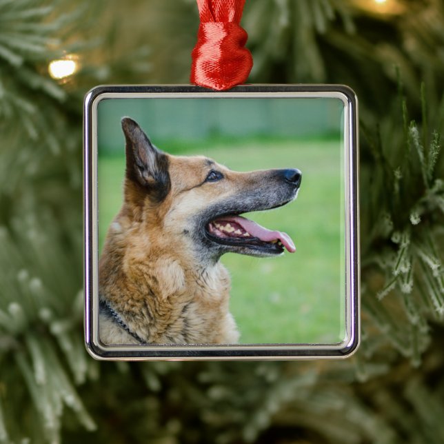 German Shepherd Side Portrait Metal Ornament (Tree)