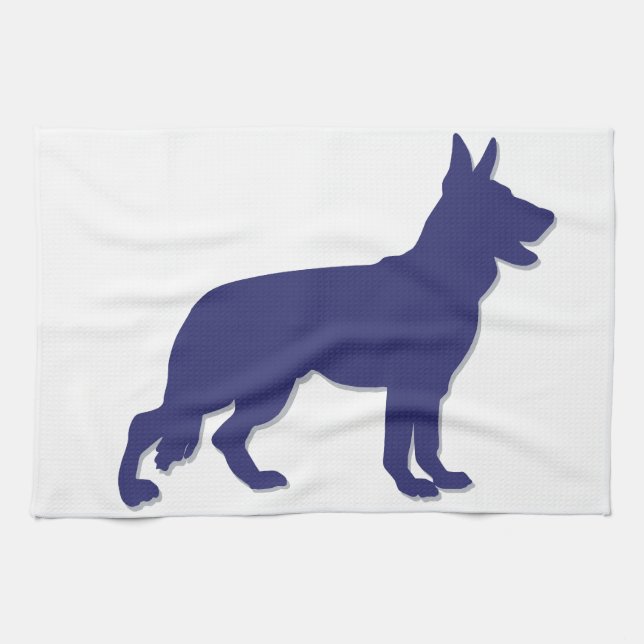 German Shepherd Silhouette Kitchen Towel (Horizontal)