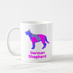 German Shepherd Silhouette Pink & Blue Design  Coffee Mug