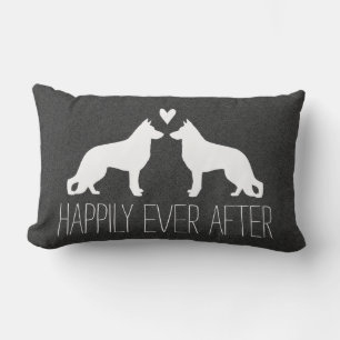 German Shepherd Silhouettes with Heart and Text Lumbar Pillow