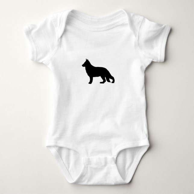 german shepherd silo black baby bodysuit (Front)