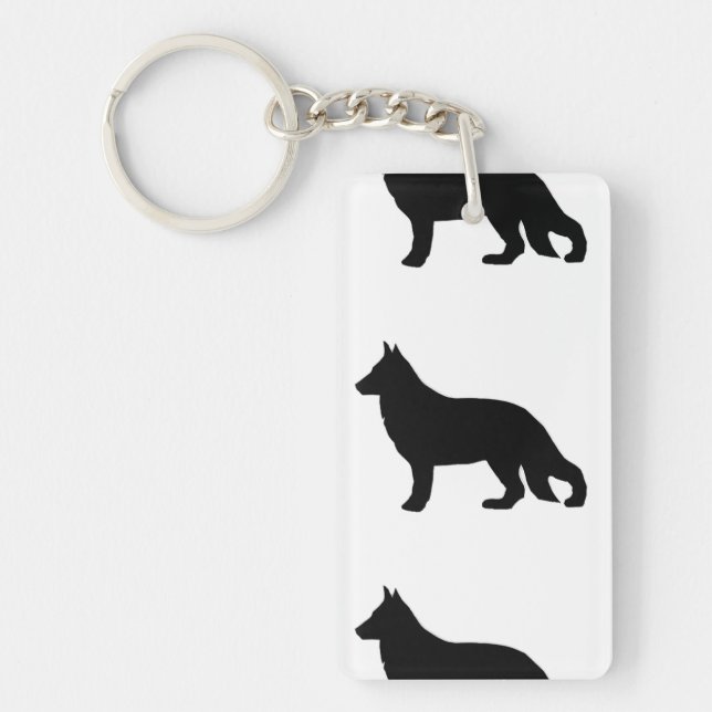 german shepherd silo black keychain (Front)
