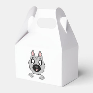 German Shepherd Silver and Black Peeking Cartoon Favor Box
