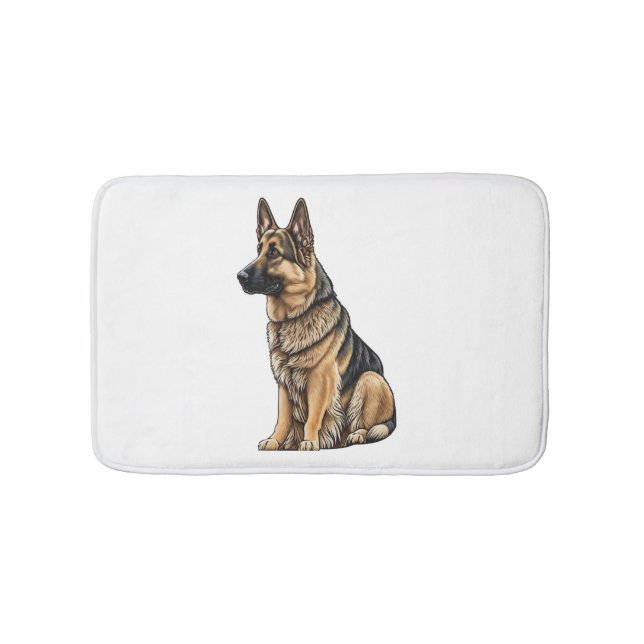 German Shepherd Sitting  Bath Mat (Front)