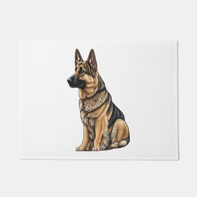 German Shepherd Sitting  Doormat (Front)