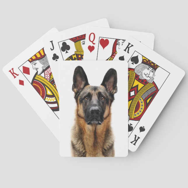 German Shepherd Sitting Up Playing Cards (Back)