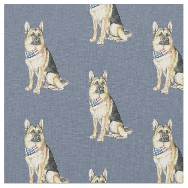 German Shepherd SittingDog Art Fabric (Close Up)