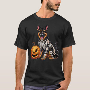 German Shepherd Skeleton Jack O Lantern Funny Dog  T-Shirt
