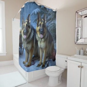 German Shepherd Snowy Sleigh Christmas Decor 