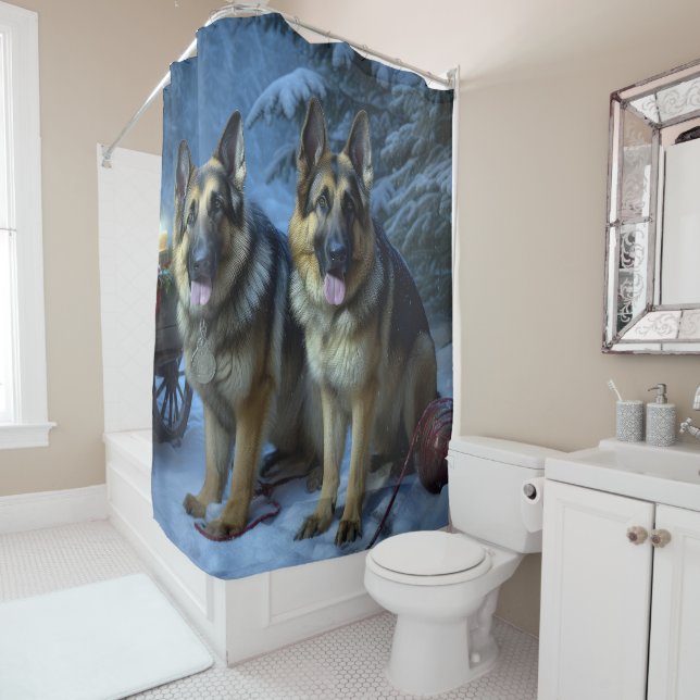 German Shepherd Snowy Sleigh Christmas Decor  (In Situ)