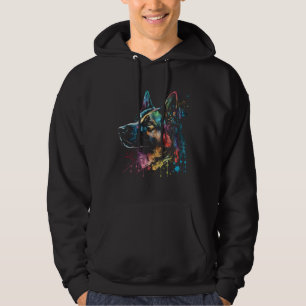 German Shepherd Splash Cute Dog Retro Hoodie