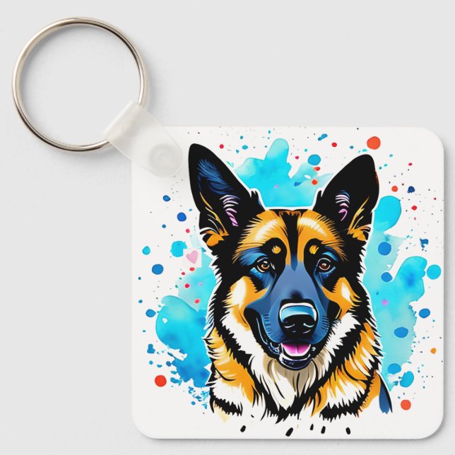 German Shepherd Splash Keychain (Front)