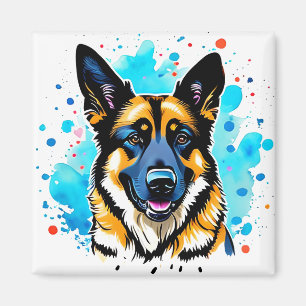 German Shepherd Splash  Magnet