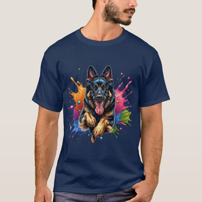 German Shepherd Splash of Colour T-Shirt (Front)