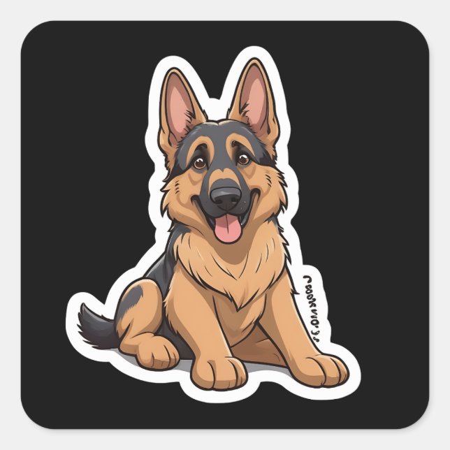 German Shepherd Square Sticker (Front)