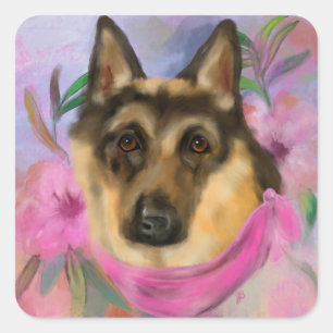 GERMAN SHEPHERD SQUARE STICKER