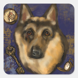 GERMAN SHEPHERD        SQUARE STICKER