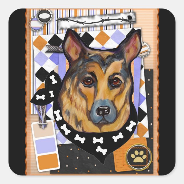 GERMAN SHEPHERD SQUARE STICKER (Front)