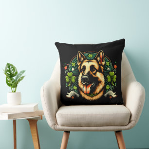 German Shepherd St Patrick's Day Shepherd Dog Gift Throw Pillow